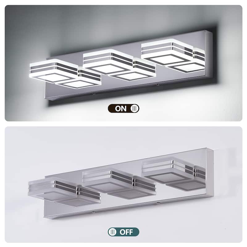 Modern Dimmable Vanity Lights for Bathroom LED 3 Light Bathroom Lights Over Mirror Bath Wall Lighting