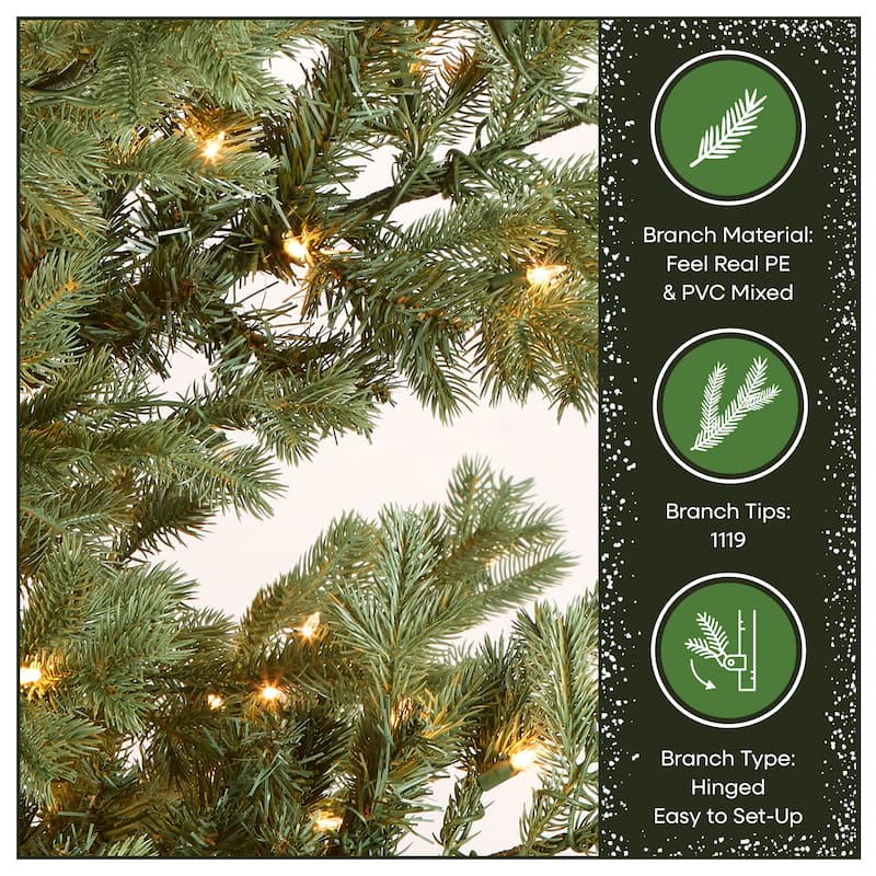 National Tree Company 9 ft. Pre-Lit Decorator Tree, 1100 Clear Lights- UL with PowerConnect - 9 Foot