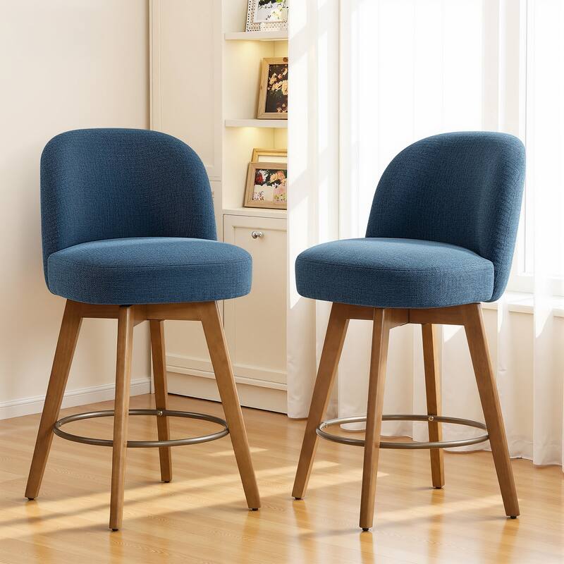 26" Upholstered Swivel Counter Stool With Solid Wood Frame - 37.8"H x 19.7"W x 23.2"D