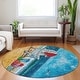 preview thumbnail 8 of 11, Premium Washable Super Soft Beach Christmas Mayfield Rug Multi - 8' x 8' - Round