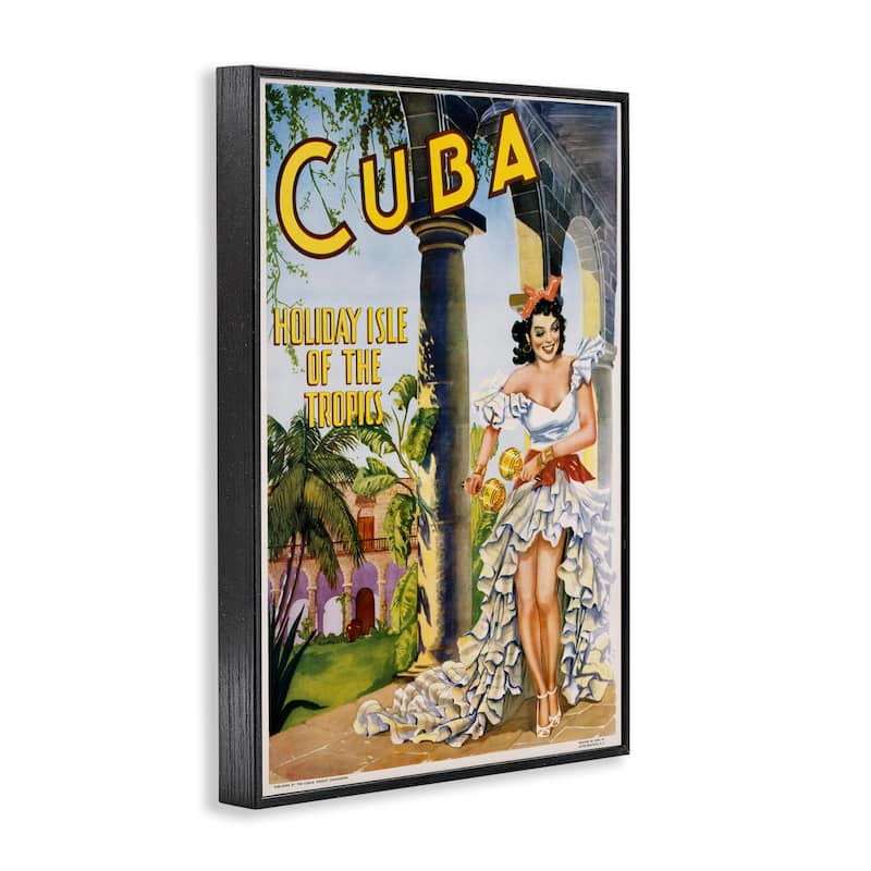 Stupell Cuba Travel Advertisement Framed Giclee Art Design By Marcus Jules