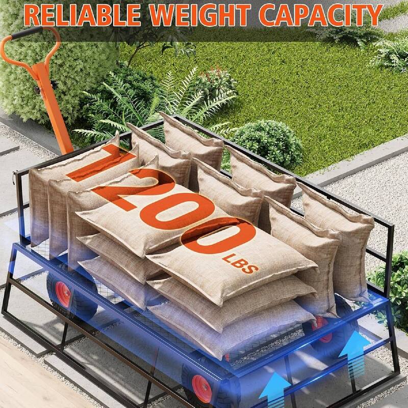 1200 LBS Heavy Duty Steel Garden Cart, Utility Yard Wagon for Landscaping, Lawn, Farm, Outdoor Use