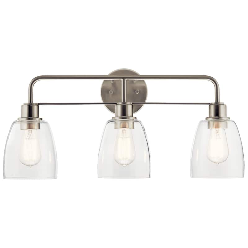 Kichler Lighting Meller 24.25 in. 3-Light Brushed Nickel Vanity Light with Clear Glass