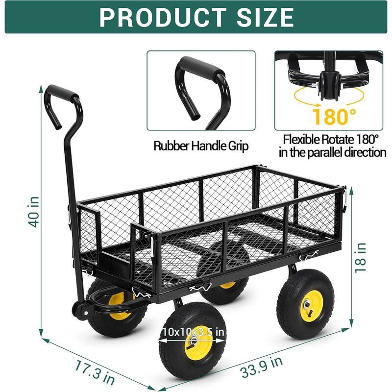 550 Lbs Capacity Garden Wagon Carts on Wheels for Lawn Garden Yard