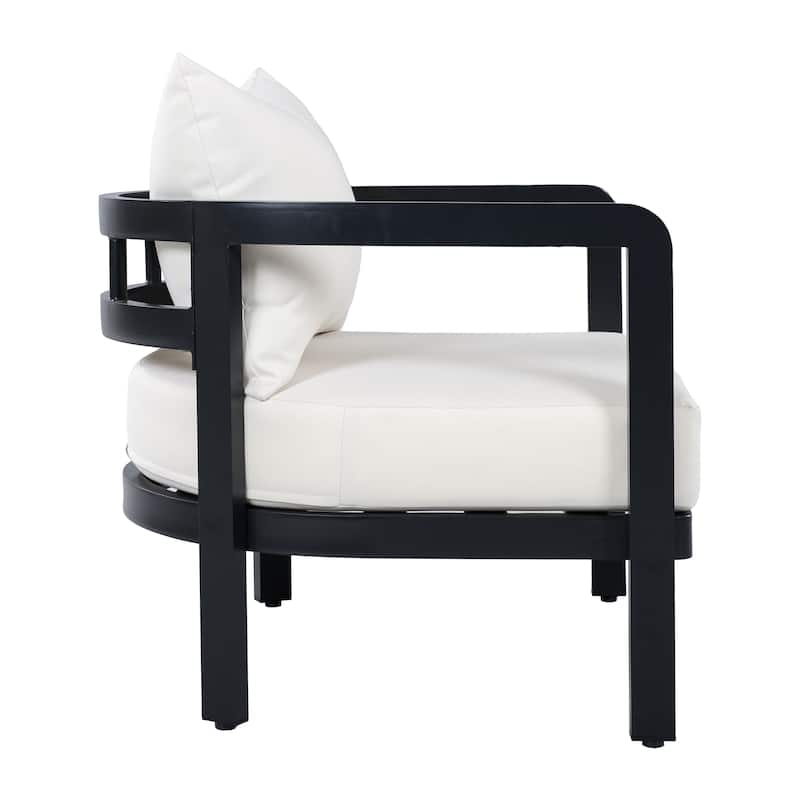 Christopher Knight Home - Modern 27.6" Outdoor Curved Back Patio Club Chair with Aluminum Frame & Water-Resistant Cushions