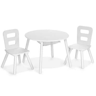 Wood Activity Kids Table and Chair Set with Center Mesh Storage for Snack Time and Homework - 23.5" x 23.5" x 17.5" (L x W x H)