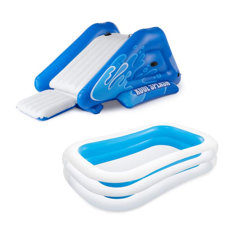 Intex Kool Splash Inflatable Play Center w/ 8.5'x5.75' Swim Center, Blue & White - 37.6