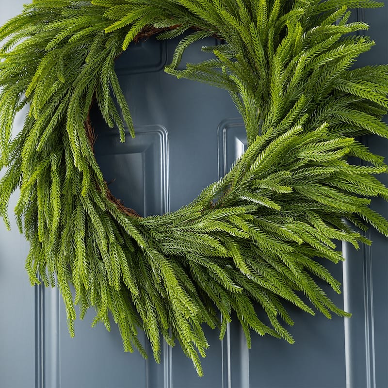 Glitzhome Christmas Greenery Pine PE Dripping Garland & Wreath & Teardrop Set