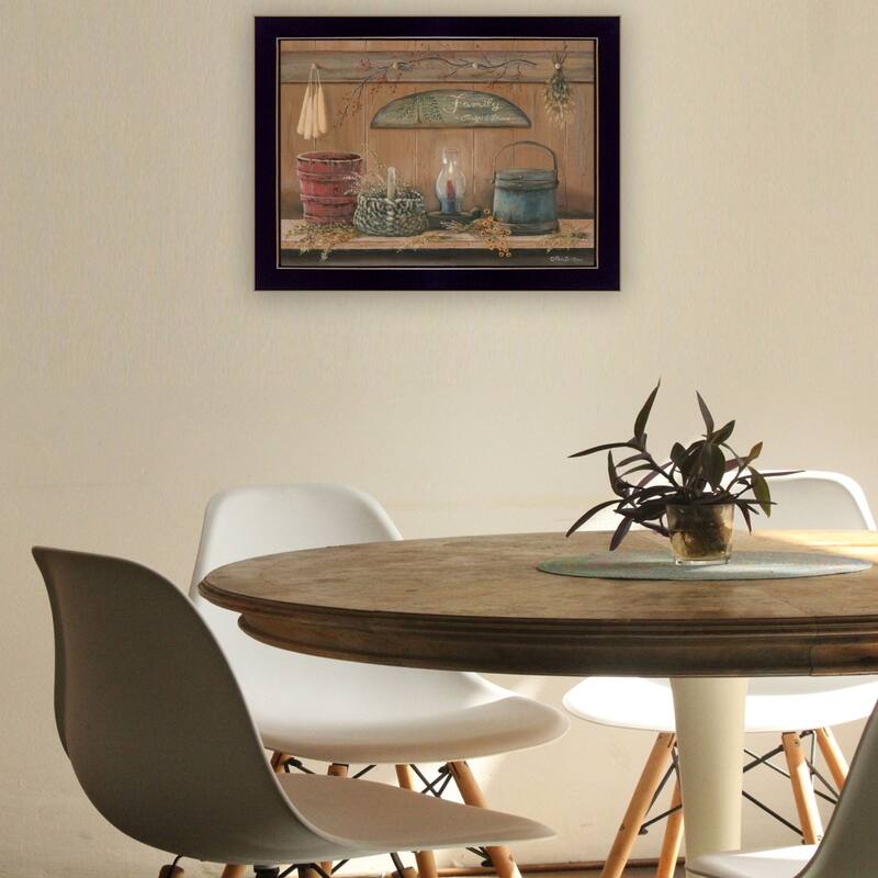 TrendyDecor4U Farmhouse "Treasures on the Shelf I" Framed Print Wall Art by Pam Britton - Earth Tone