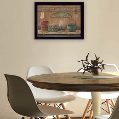 TrendyDecor4U Farmhouse "Treasures on the Shelf I" Framed Print Wall Art by Pam Britton - Earth Tone