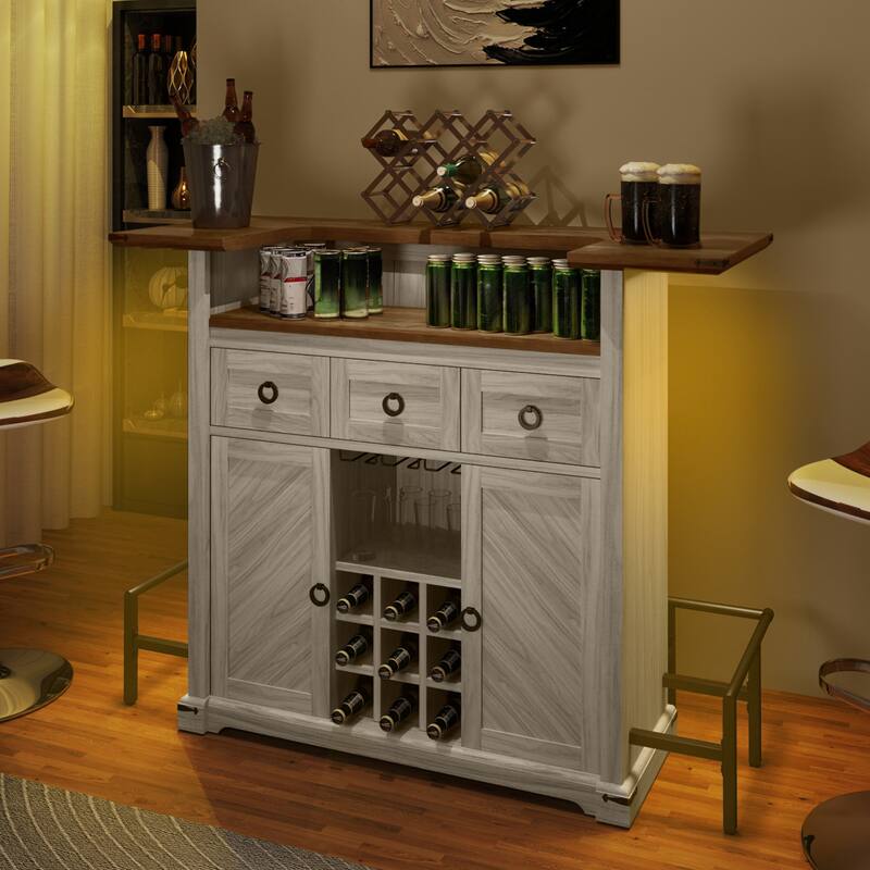 Home Bar Unit, 2 -Tier Liquor Bar Table