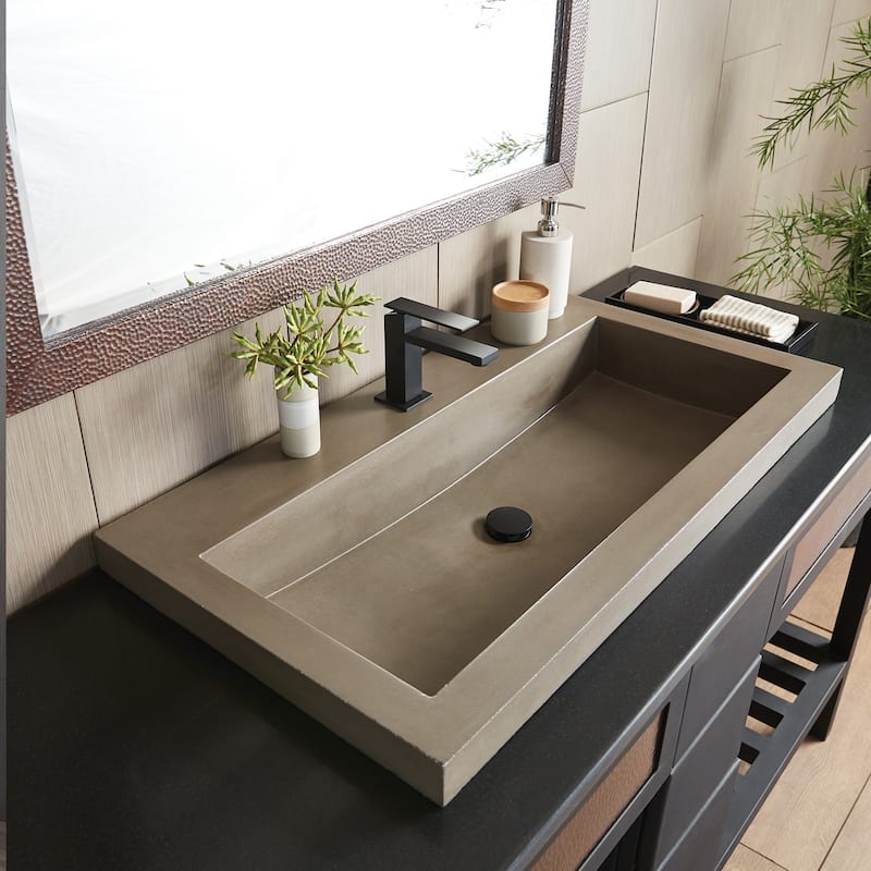 36" NativeStone Trough Drop-in Rectangular Bathroom Sink - 36" x 19" x 5"