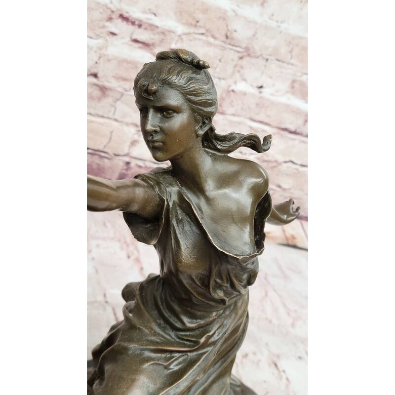 Femmes Fatales Bronze After Edouard Drouot Fencing Foil Sculpture Figurine