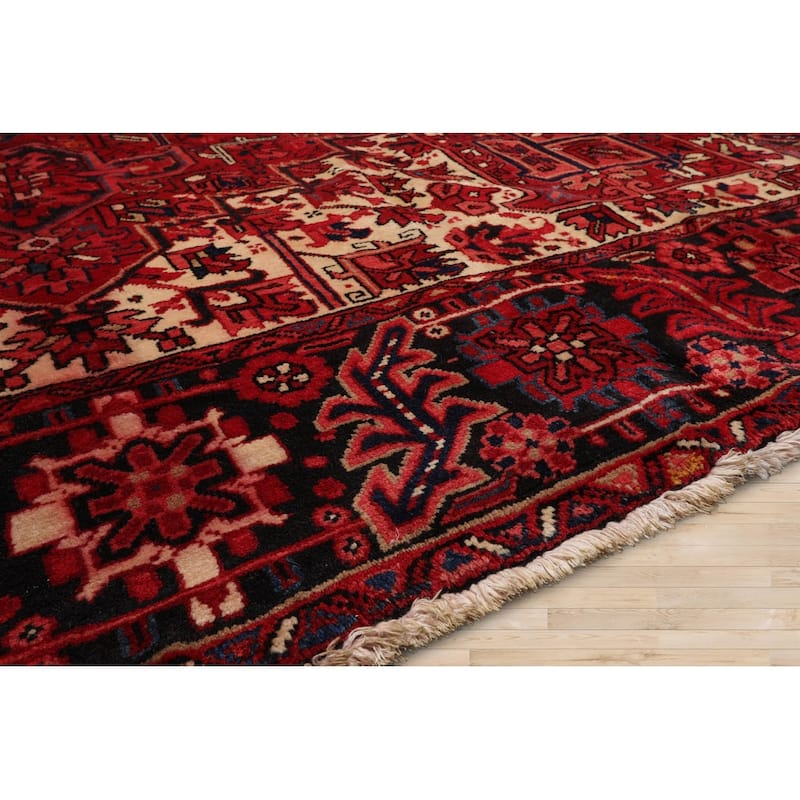 Hand Knotted Heriz Rust, Rose 100% Wool Traditional Oriental Area Rug - 9' 10'' x 13' 8''