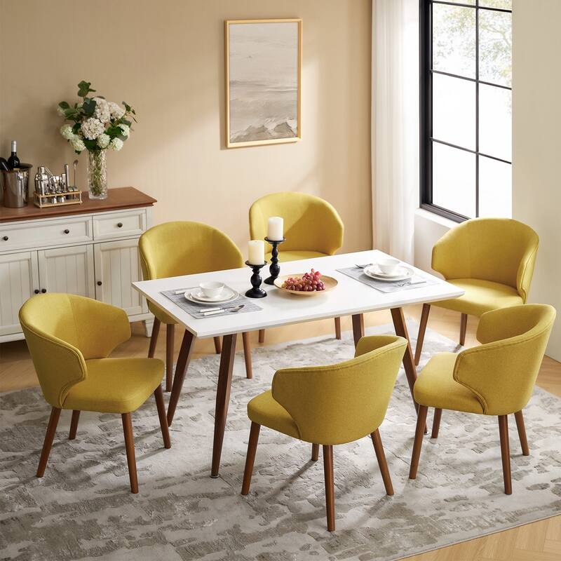 Nina Dining Chair with Wing Back Solid Wood Legs Set of 6 by HULALA HOME