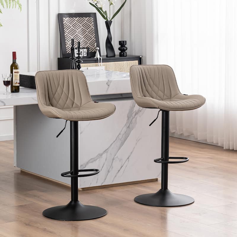 Adjustable Bar Stools Set of 2, Faux Leather Swivel Bar Chairs