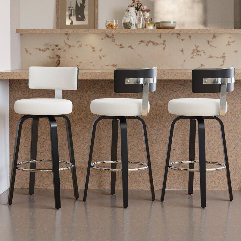 Upholstered Swivel Counter/ Bar Stools with T-Shaped Backrest