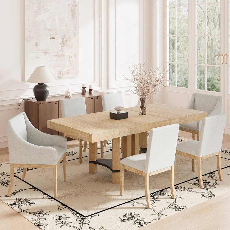 Rustic 7-Piece Extendable Dining Table Set with 18in Removable Leaf