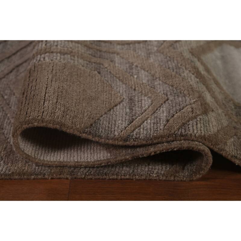 Contemporary / Modern Area Rug Handmade Wool Carpet - 9'2" x 11'8"