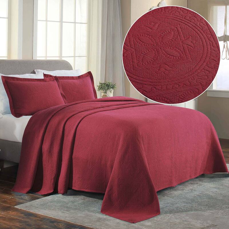 Superior Celtic Circle Cotton Decorative Bedspread Set - Burgundy - Twin
