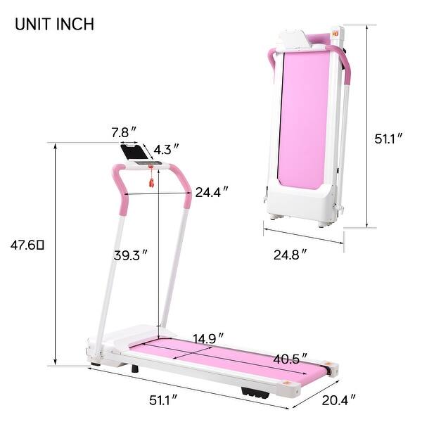 FYC Folding Portable Treadmill, No Installation Required, White and