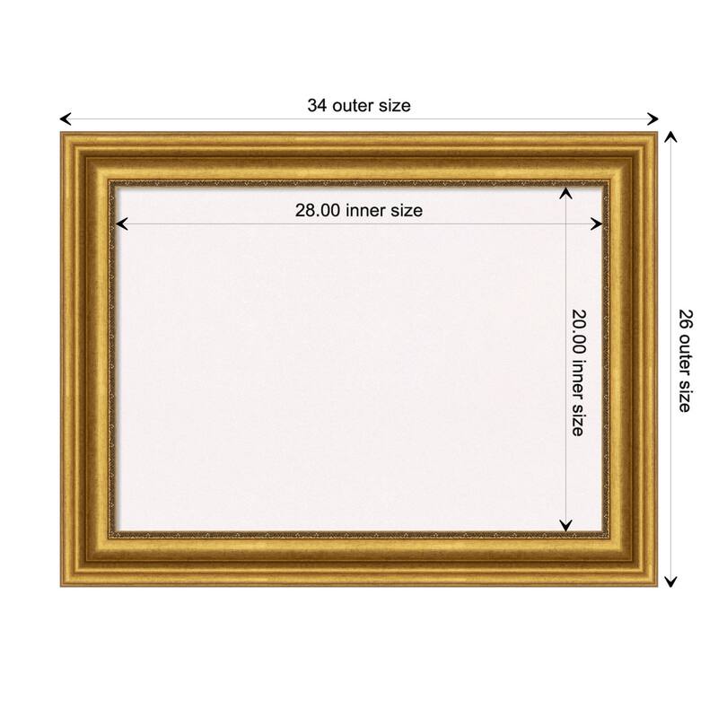 Parlor Framed White Corkboard Bulletin Board - Parlor Gold - Board Size 28x20