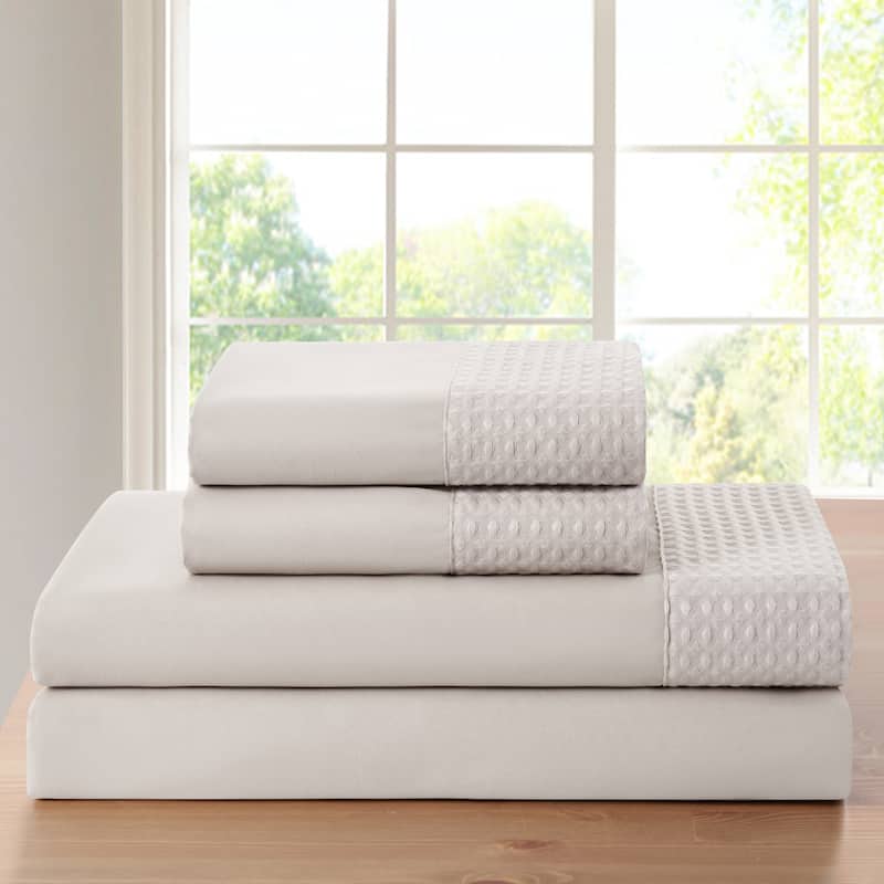 Rayon from Bamboo 4 Piece 1800 Thread Count Waffle Hem Sheet Set