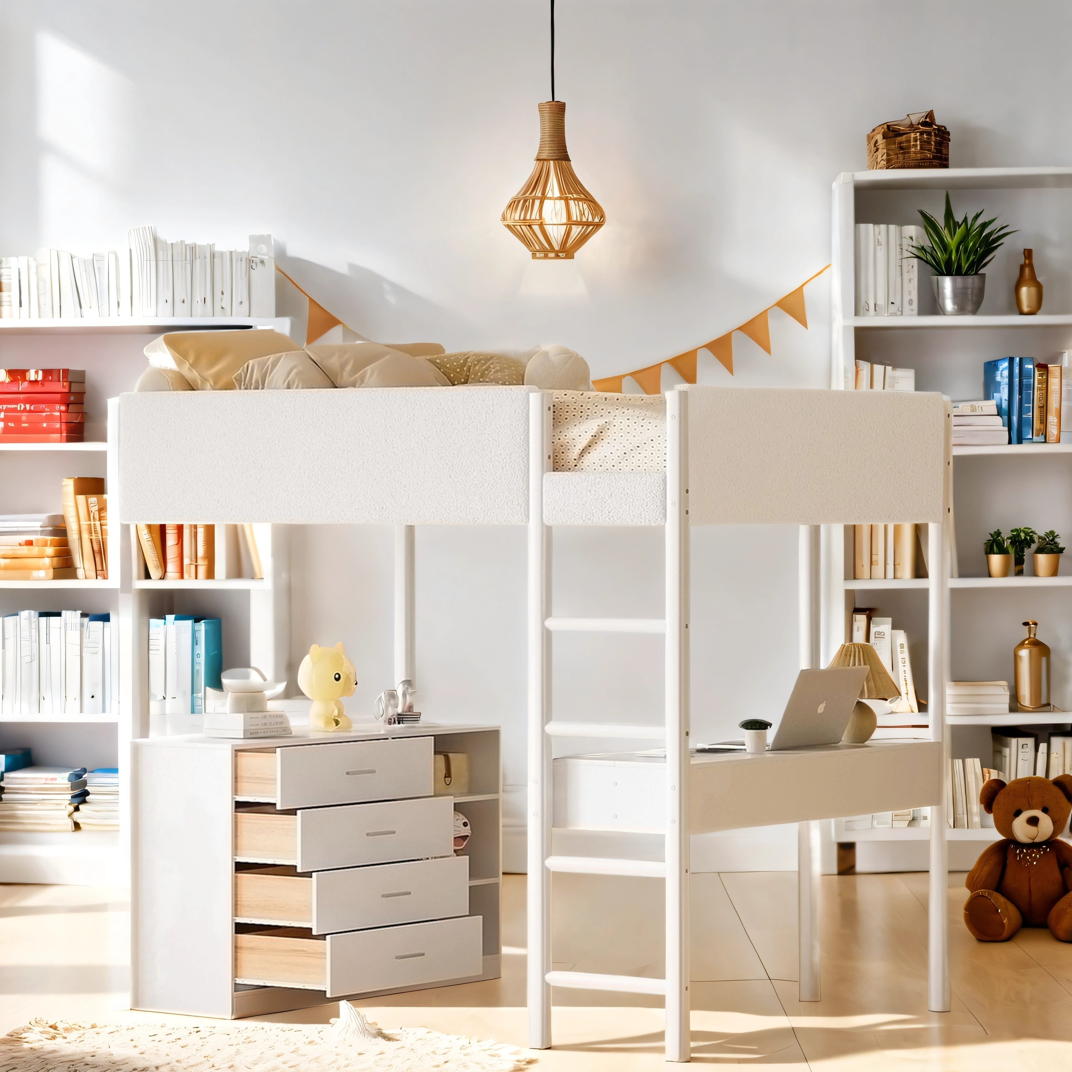 Full Size Bunk Bed With Storage Spaces And Desk, Kids' Loft Beds - Bed Bath  \u0026 Beyond - 41285401, image size:3500x3500