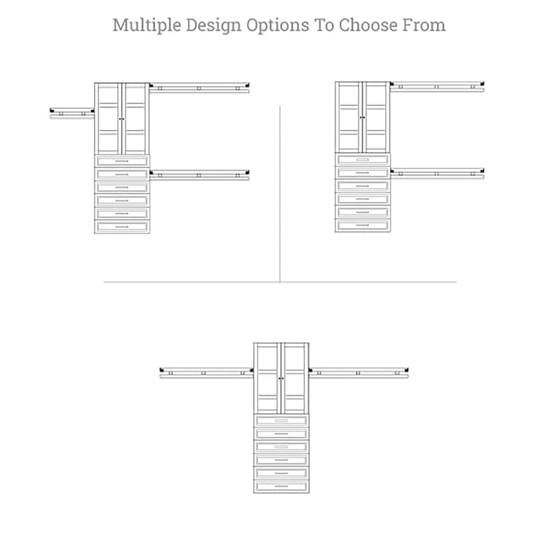 John Louis Home Solid Wood Reach-In Simplicity Closet System with 6-Drawers and Doors Espresso