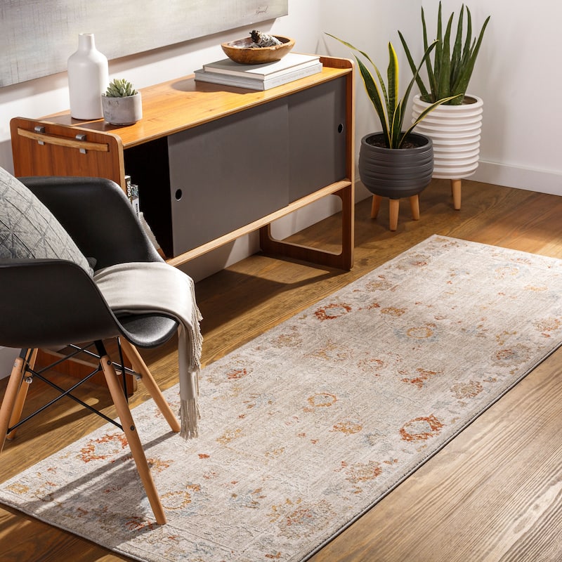 Livabliss Traditional Avant Garde Oriental Area Rug - 2'7" x 10' - Light Grey