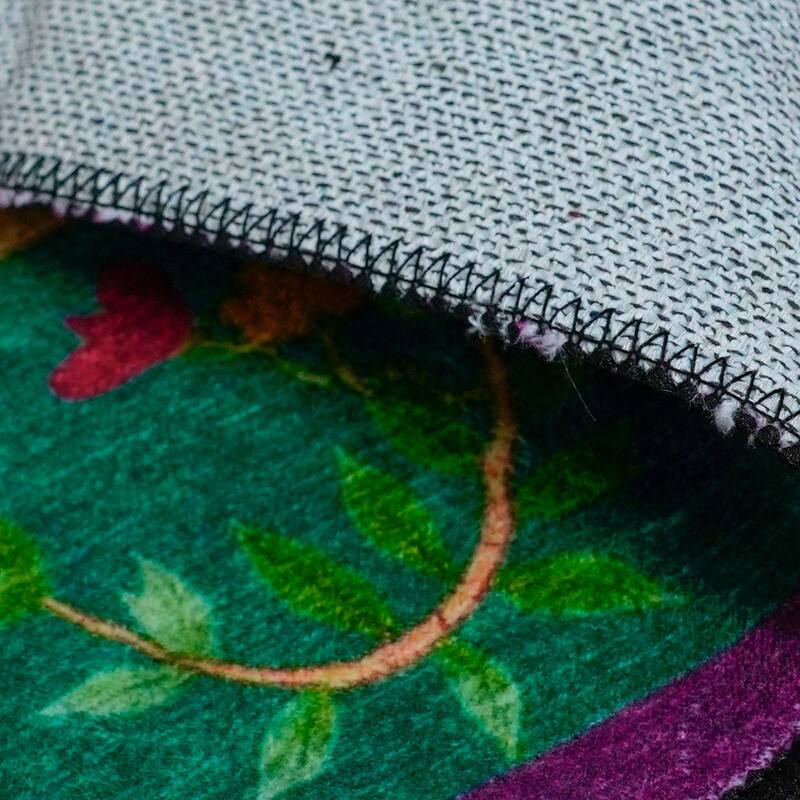 Rustic Floral Abstract Indoor Rug Purple Anti-slip & Washable