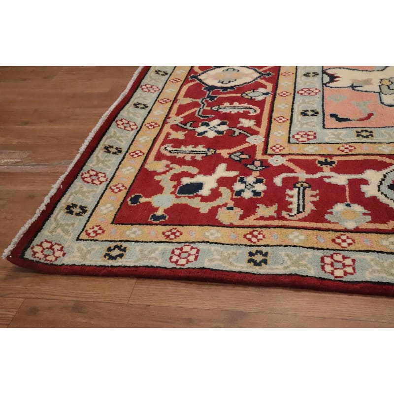 Hand Knotted Oriental 100% Wool Carpet Traditional Medallion Beige & Ivories Heriz (serapi) Area Rug - 10' 1'' X 8' 2''