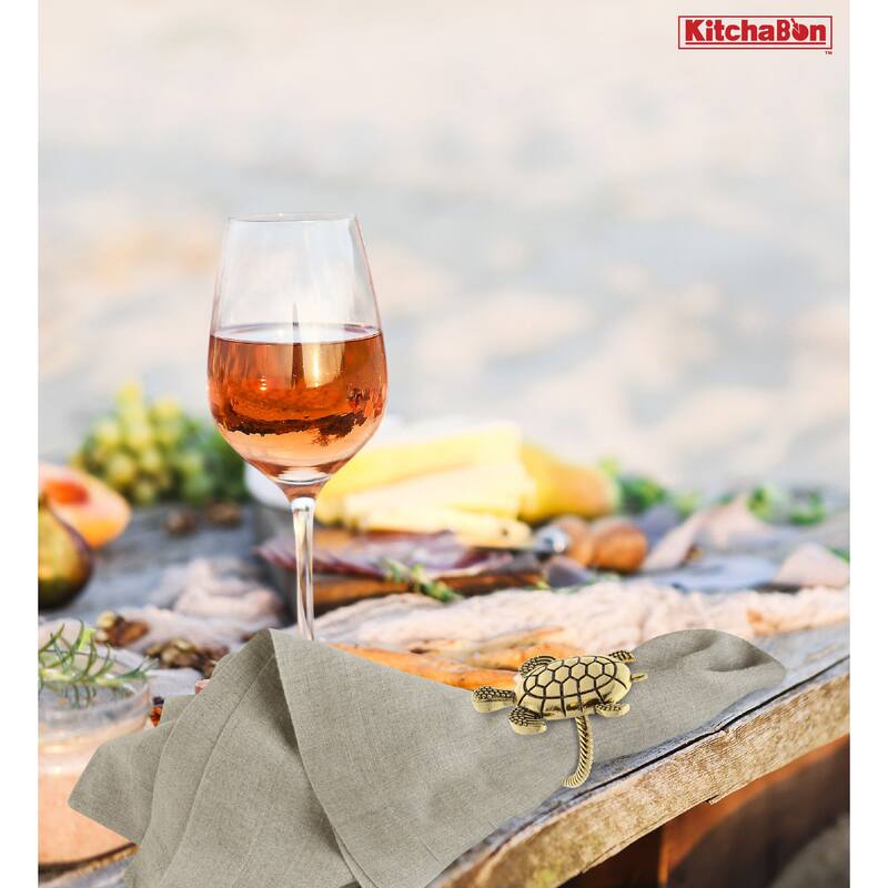 KitchaBon Sea Turtle Gold Napkin Rings for Table Decor - Set of 6 - 2.1 x 1.45 x 1.65 inches
