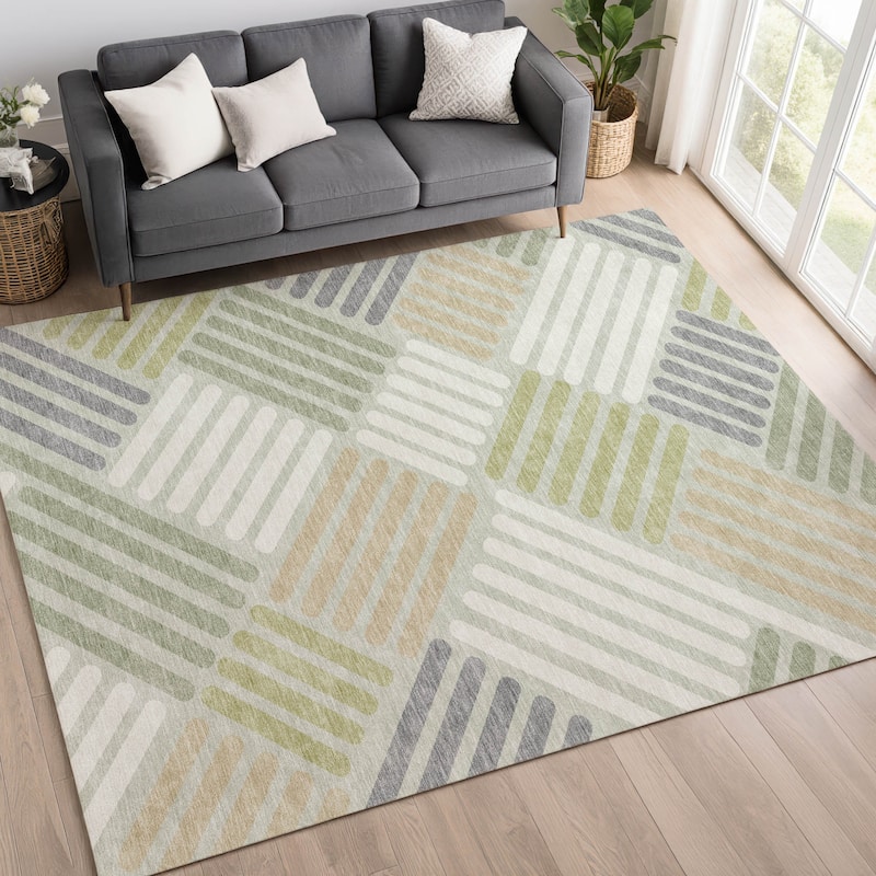 Machine Washable Indoor/ Outdoor Modern Weave Chantille Rug