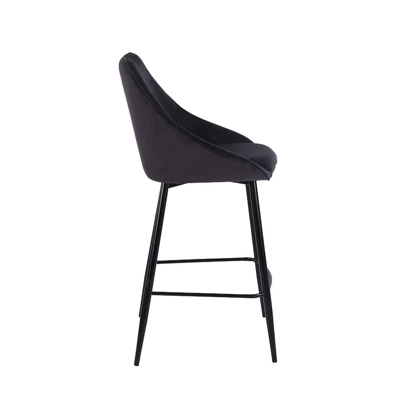 Porthos Home Uva Counter Stools Set of 2, Velvet Upholstery, Iron Legs