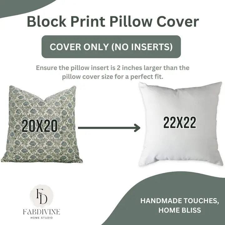 Block Print Boho Cotton Satin Pillow Cover- Khoobsurat