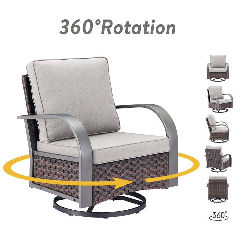 Gymojoy Industrial Style Outdoor Wicker Swivel Glider Chairs Set of 2