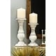 preview thumbnail 17 of 33, Mango Wood Turned Style Pillar Candle Holder (Set of 3) - White, Brown, Gold, Black, Light Blue, Cream, Silver