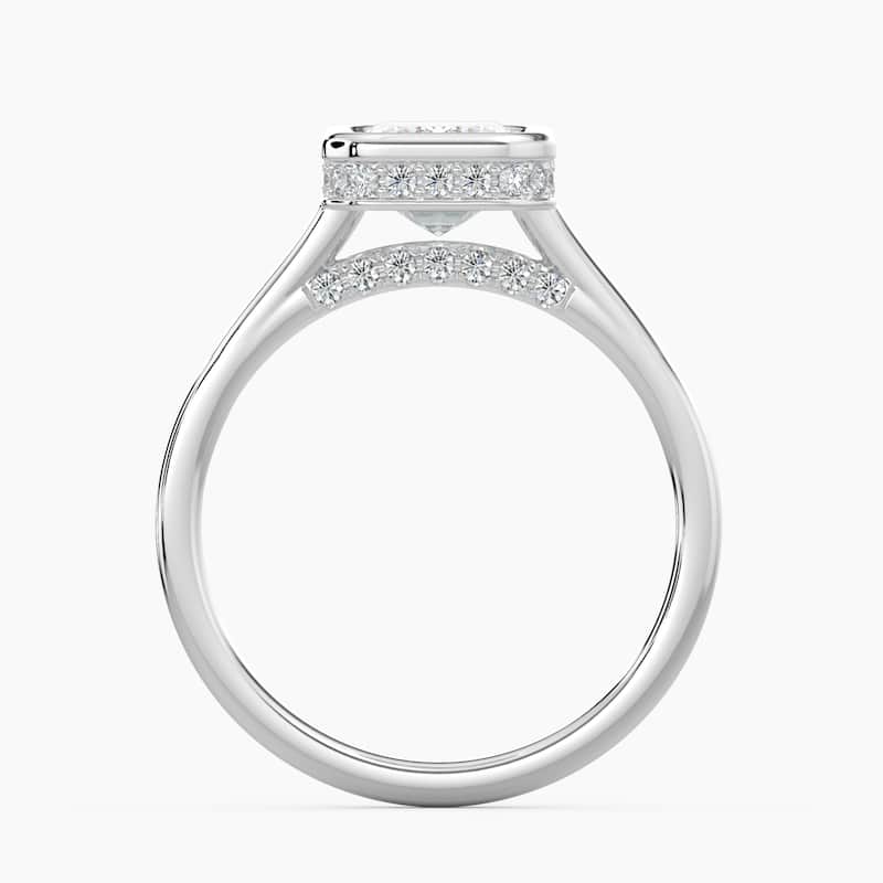 Auriya 14k Gold Lab Grown Emerald Diamond Bezel Unique Hidden Halo Engagement Ring 1.00 to 5.00 ct. tw. (F-G, VS)