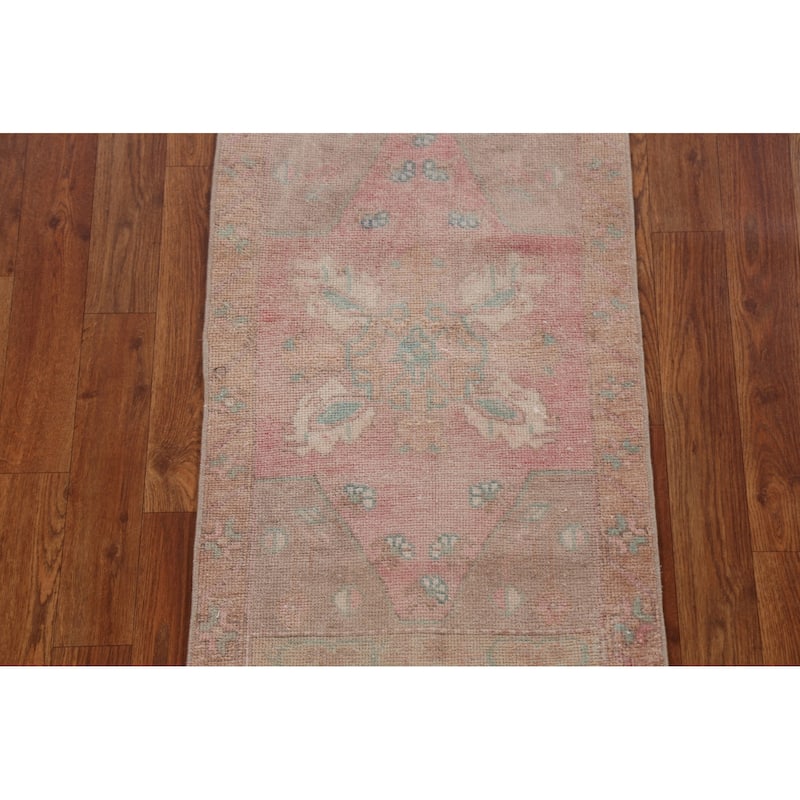 Antique Look Vegetable Dye Oushak Turkish Wool Rug Hand-knotted Carpet - 1'8" x 3'4"