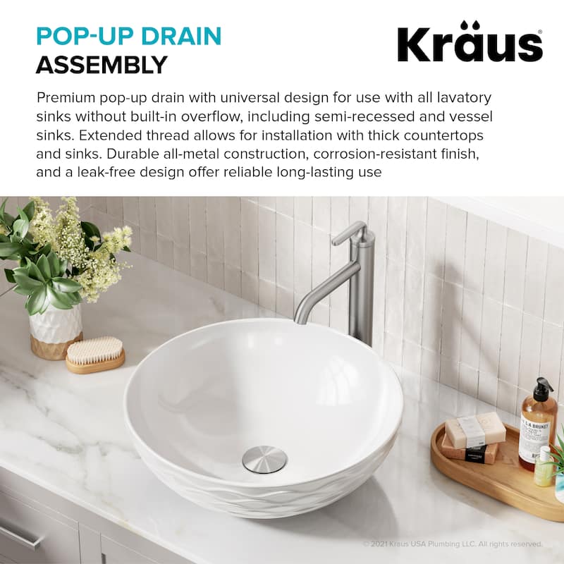 KRAUS Pop-Up Drain for Vessel Bathroom sink