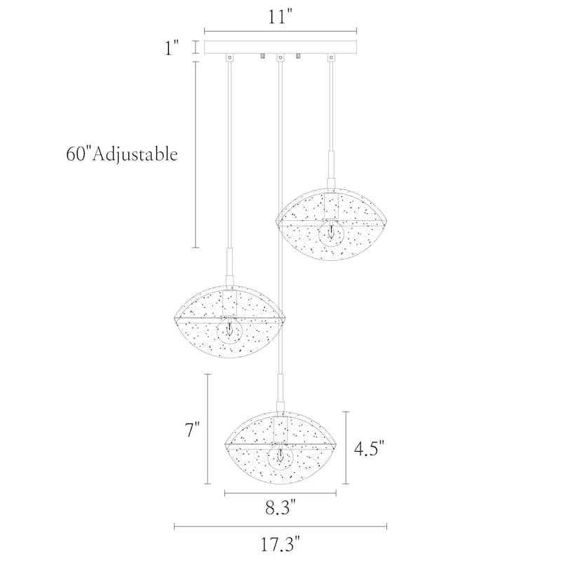 Modern 3-Light Cluster Chandelier Pendant Lighting for Kitchen Island Bedroom - Gold