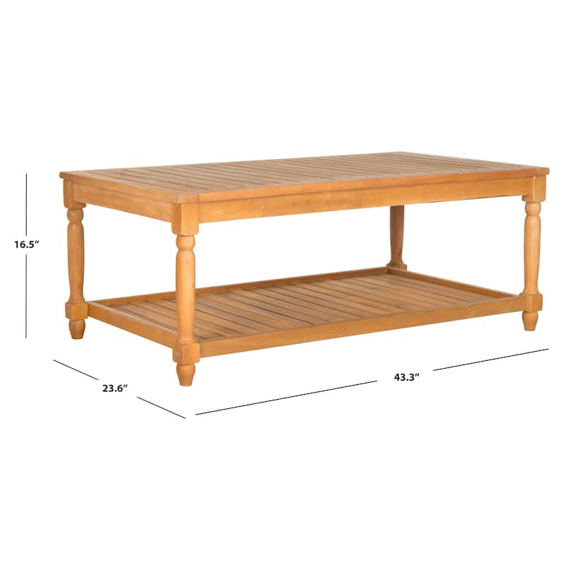 SAFAVIEH Outdoor Annamaria Acacia Wood Coffee Table - 43Wx24Dx17H