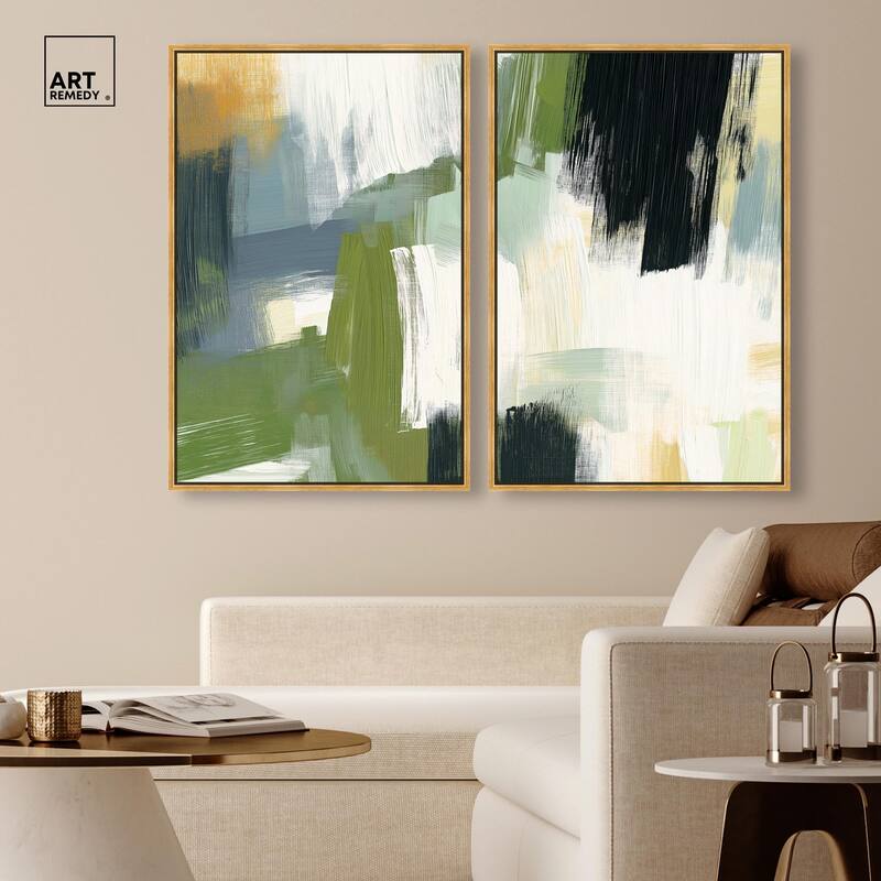 Textured Greens I Canvas Set of 2 by Art Remedy
