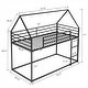 preview thumbnail 14 of 26, Twin House Bunk Bed with Slide, Ladder, and Guardrails, Metal Frame, Black