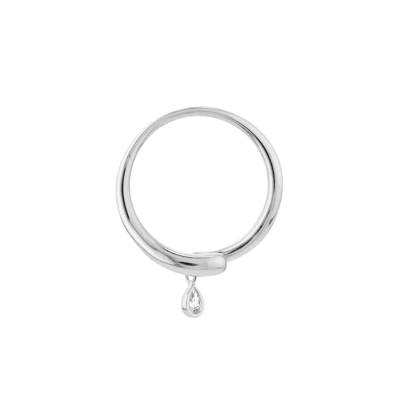 Marquee Jewels 14K Solid White Gold 1/20 CTW Natural Diamond Tear Drop Ring