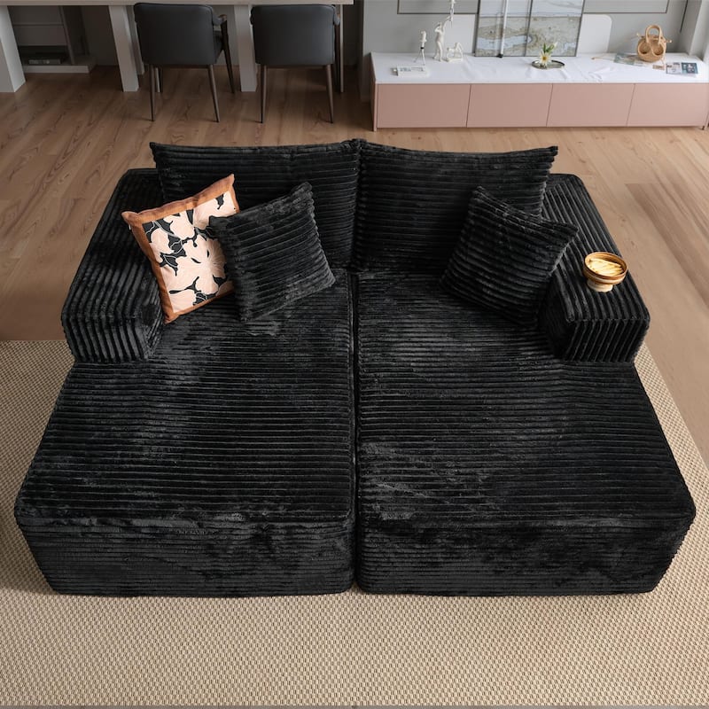 OVIOS Plush Sponge Double Chaise Lounge Sofa