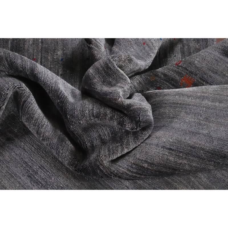 Hand Knotted Oriental 100% Wool Carpet Tribal Animal Pictorial Greys & Charcoal Gabbeh Area Rug - 12' 3'' X 9' 3''