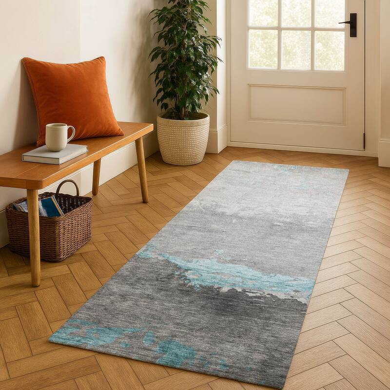 Premium Washable Super Soft Contemporary Ombre Mayfield Rug - Teal - 2'3" x 7'6"