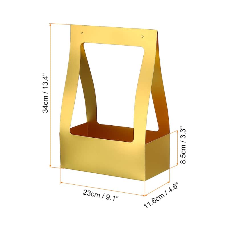 Gift Bags, 5 Pack Christmas Bouquet Wrapping Boxes with Handles - Brown